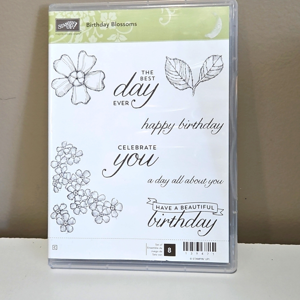 Birthday Blossoms Rubber Cling Stamp Set